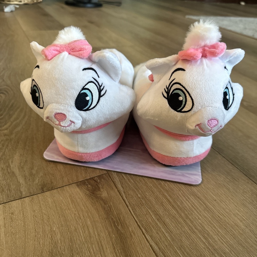 Disney The Aristocats Marie Slippers Small 5/6 Women's Plush Cats‎ Pink Bow NWT